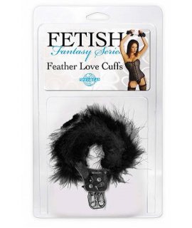 Наручники металлические Feather Love Cuffs с пухом черные