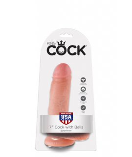 Фаллоимитатор с мошонкой 7" (17,8см) COCK WITH BALLS на присоске телесный