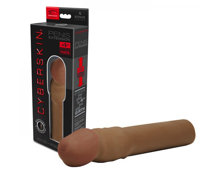 Насадка удлинитель CyberSkin- 4 inch Xtra Thick Transformer Penis Extension™, Dark