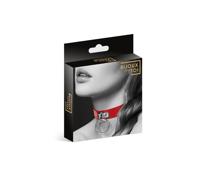 Чокер с кольцом красный COLLIER FETISH ROUGE