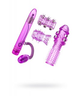 ВИБРАТОР С НАБОРОМ НАСАДОК TOYFA, ABS ПЛАСТИК, 17 СМ
