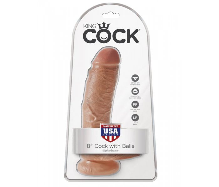 Фаллоимитатор на присоске загорелый King Cock 8 Cock with Balls