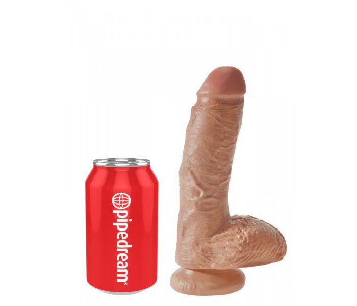 Фаллоимитатор на присоске загорелый King Cock 8 Cock with Balls