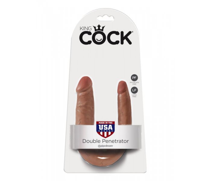 Фаллоимитатор двухголовый загорелый King Cock U-Shaped Small Double Trouble