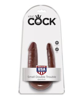 Двусторонний дилдо коричневый King Cock U-Shaped Small Double Trouble Brown