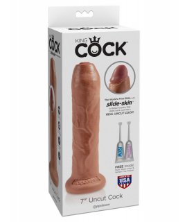 Фаллоимитатор на присоске необрезанный загорелый King Cock 7 Uncut Cock