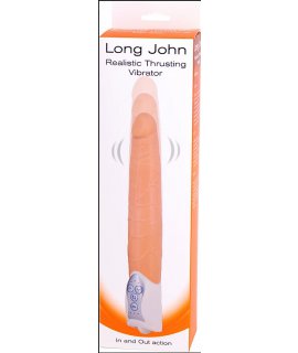 Длинный вибромассажер-пульсатор телесный Long John Realistic Thrusting Vibrator