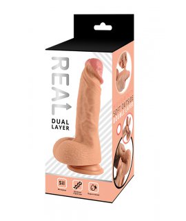 Реалистичный фаллоимитатор REAL Dual Layer, dual silicone, 20х4 см.