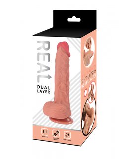 Реалистичный фаллоимитатор REAL Dual Layer, dual silicone, 20х4 см.