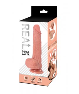 Реалистичный фаллоимитатор REAL Dual Layer, dual silicone, 20х3,8 см.