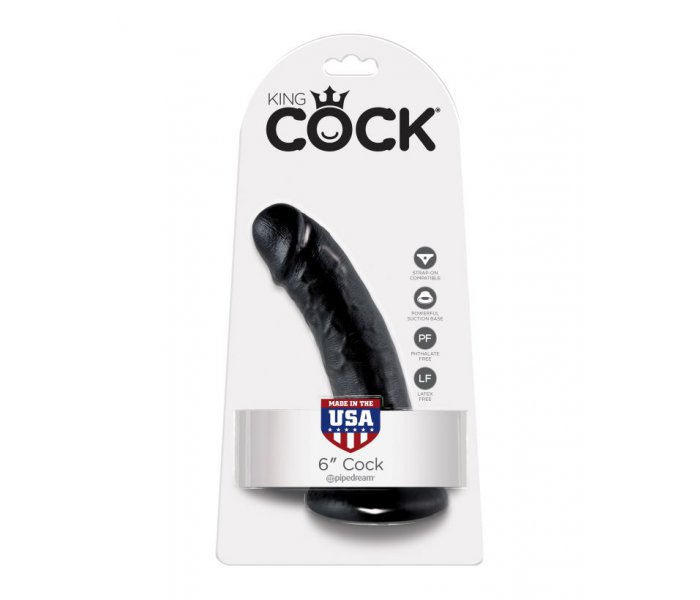 Фаллоимитатор на присоске черный King Cock 6 Cock Black