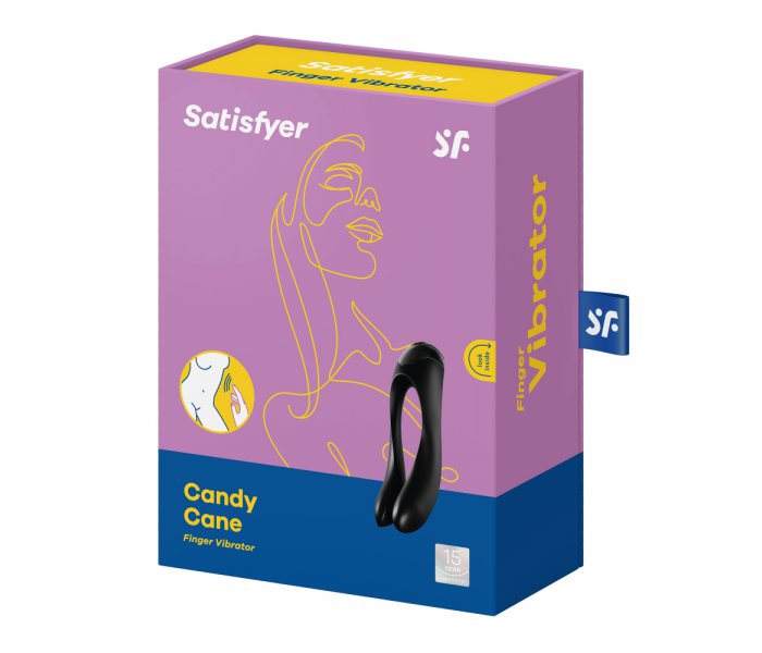 УНИВЕРСАЛЬНЫЙ ПАЛЬЧИКОВЫЙ ВИБРАТОР SATISFYER CANDY CANE BLACK