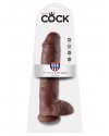 Фаллоимитатор-гигант на присоске с мошонкой коричневый King Cock 11 Cock