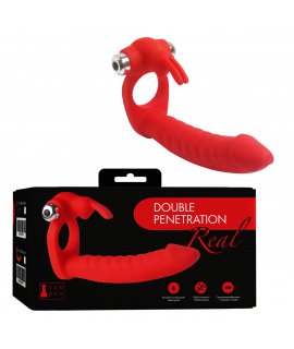 Вибронасадка Vander "Double Penetration Real", Красный