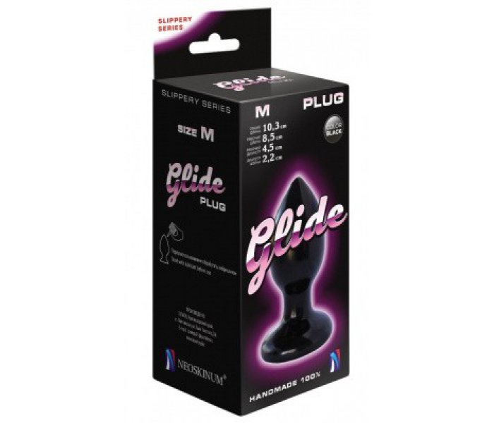 Анальный плаг Glide M, L 85 мм, D 45 мм, цвет чёрный