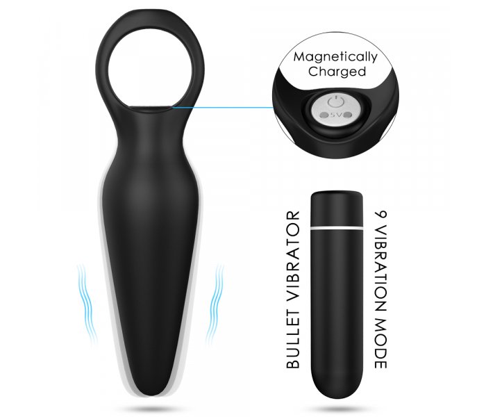 Анальный плаг с вибропулей "Dada",Черный