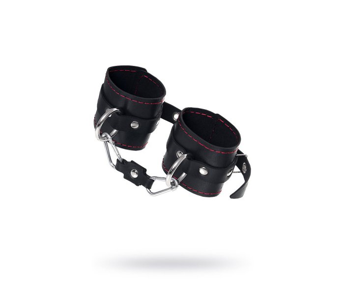 2171 / Наручники Pecado BDSM, однослойные с контрастной строчкой, натуральная кожа, черные