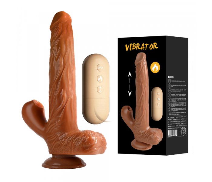 Вибромассажер с фрикцией с клиторальным стимулятором "Lai Le Shenwei Stick", Темный