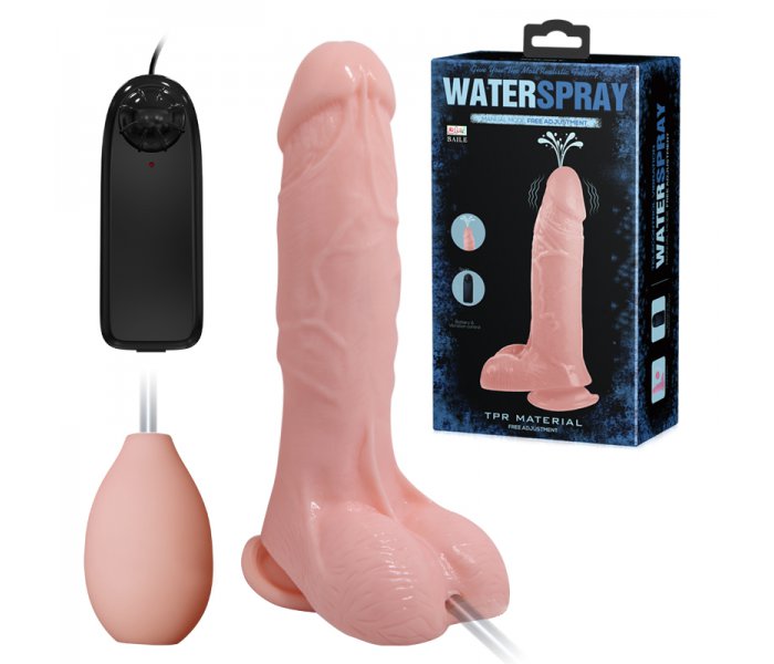 Фаллоимитатор с мультискоростной вибрацией и грушей для имитации эякуляции