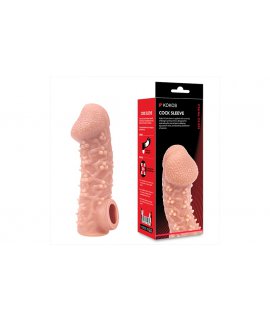 Насадка на фаллос с узором из мелких шариков и отверстием для мошонки