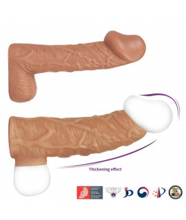 Насадка реалистик с подхватом мошонки на фаллос, с открытой головкой, размер M