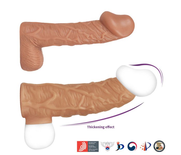 Насадка реалистик с подхватом мошонки на фаллос, с открытой головкой, размер M