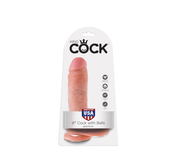 Фаллоимитатор с мошонкой 8" (20,3см) COCK WITH BALLS на присоске телесный