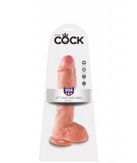 Фаллоимитатор с мошонкой 10" (25,4см) COCK WITH BALLS на присоске телесный