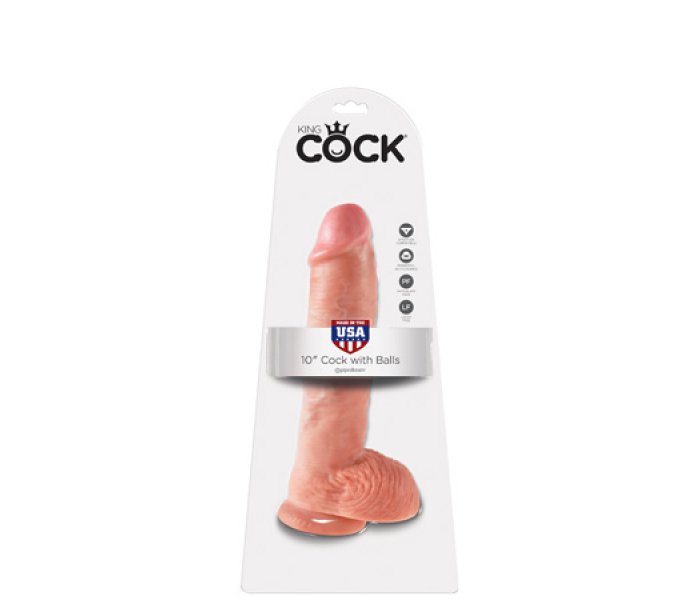 Фаллоимитатор с мошонкой 10" (25,4см) COCK WITH BALLS на присоске телесный