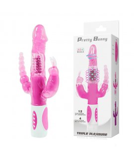 Вибромассажер ротатор с анальным и клиторальным стимулятором PRETTY BUNNY