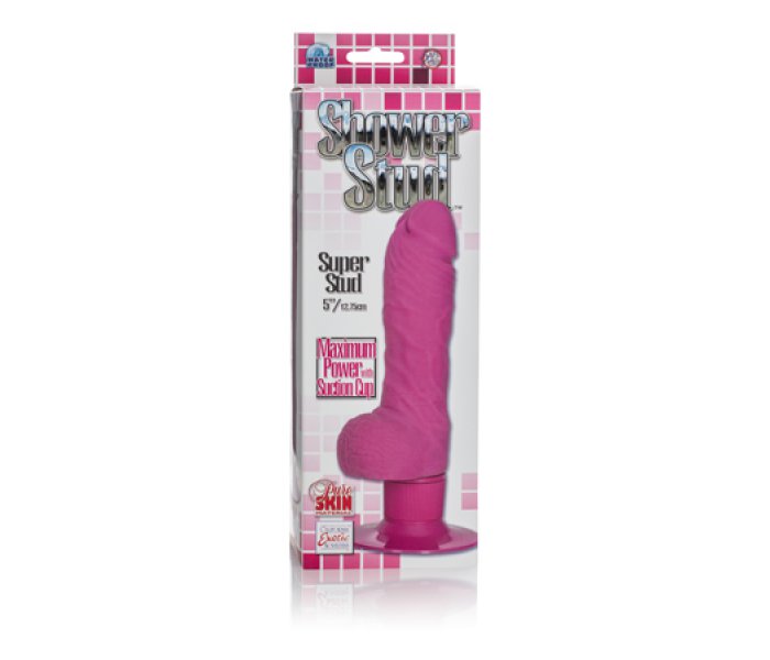 Фаллоимитатор Shower Stud Super Stud на присоске с вибрацией розовый